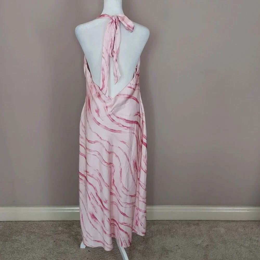 Abercrombie & Fitch Julia Pink Halter Maxi Slip Dress Size Lg Pet